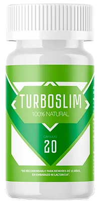 Frasco Turboslim verde 100% natural con 20 cápsulas quemador de grasa — inulina de achicoria, frijol blanco, garcinia cambogia, té verde, cromo y cafeína anhidra